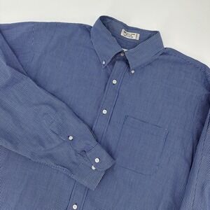 Peterborough Row Shirt Mens 17.5 Blue Check Button Down Long Sleeve Gingham‎